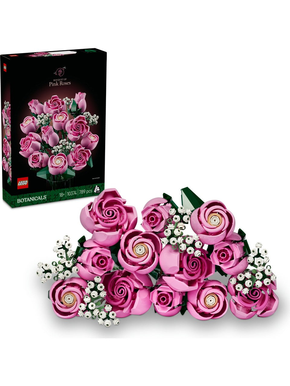 Botanicals Pembe Gül Buketi 10374 - Yetişkinler için 4 Bahar Çiçeği İçeren Dekoratif Çiçek Modeli Yapım Seti (789 Parça)