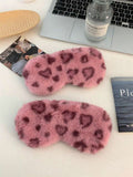 Pembe Leopar Desenli Peluş Göz Bandı