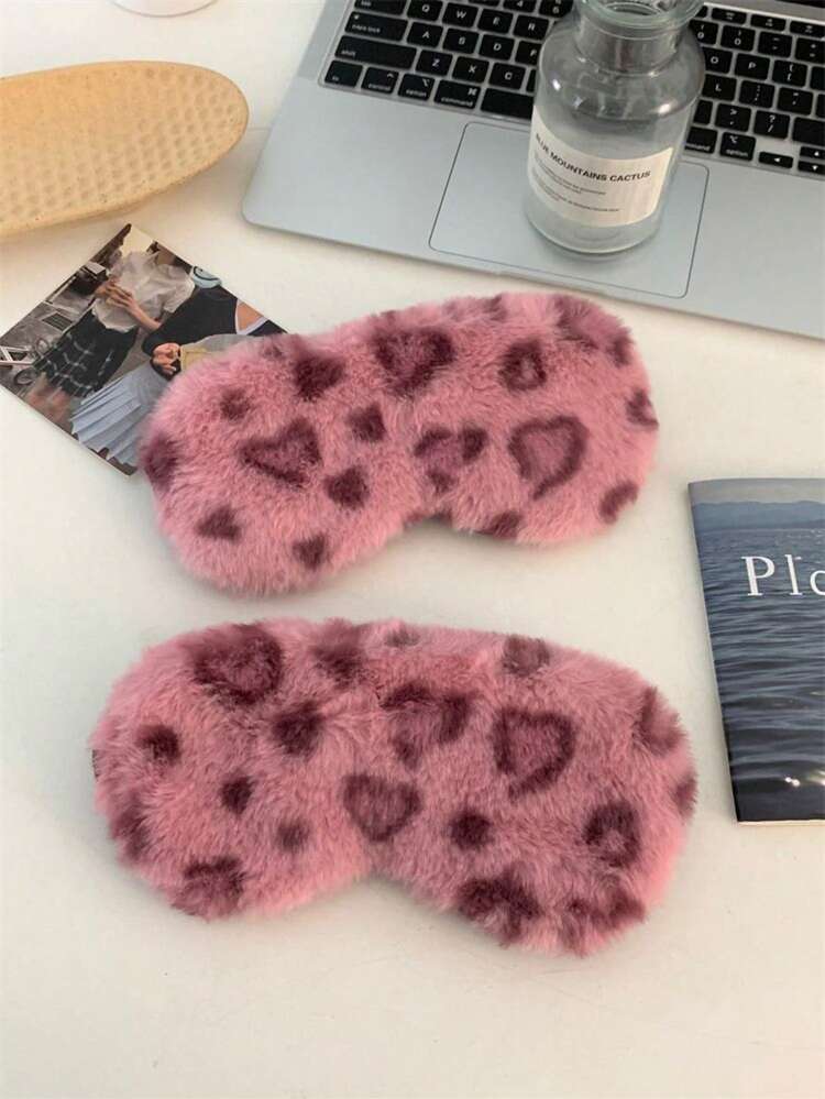 Pembe Leopar Desenli Peluş Göz Bandı