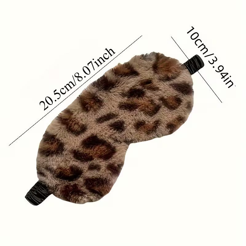 Leopar Desenli Pelüş Uyku Bandı