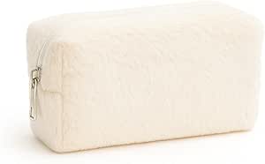 Yumuşak Peluş Dokulu Makyaj Çantası - Beyaz