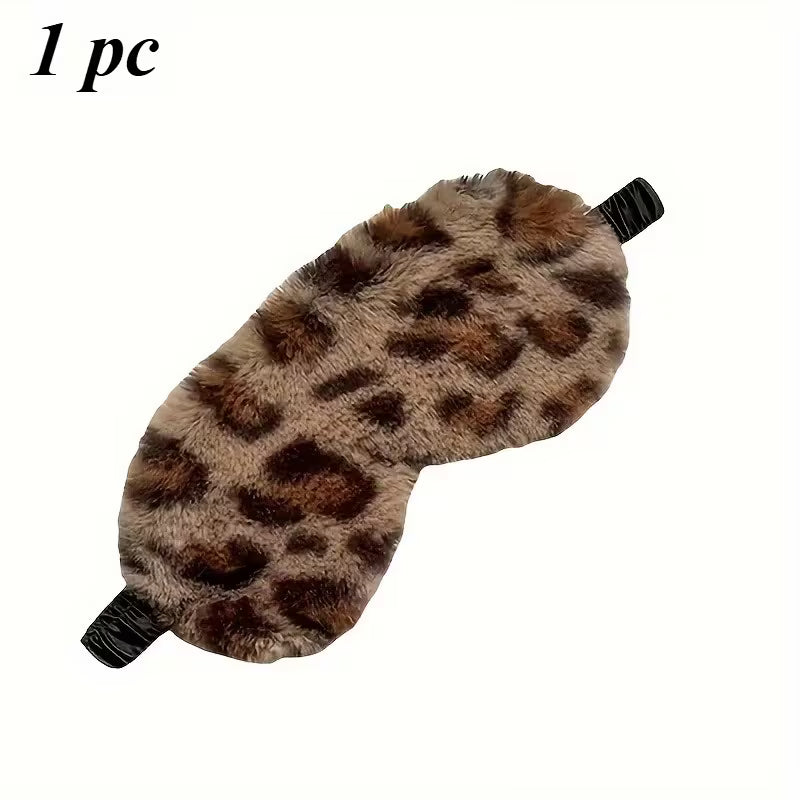 Leopar Desenli Pelüş Uyku Bandı