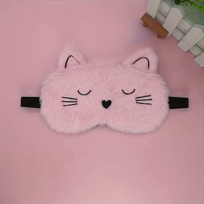 Sevimli Pembe Kedi Pelüş Uyku Bandı