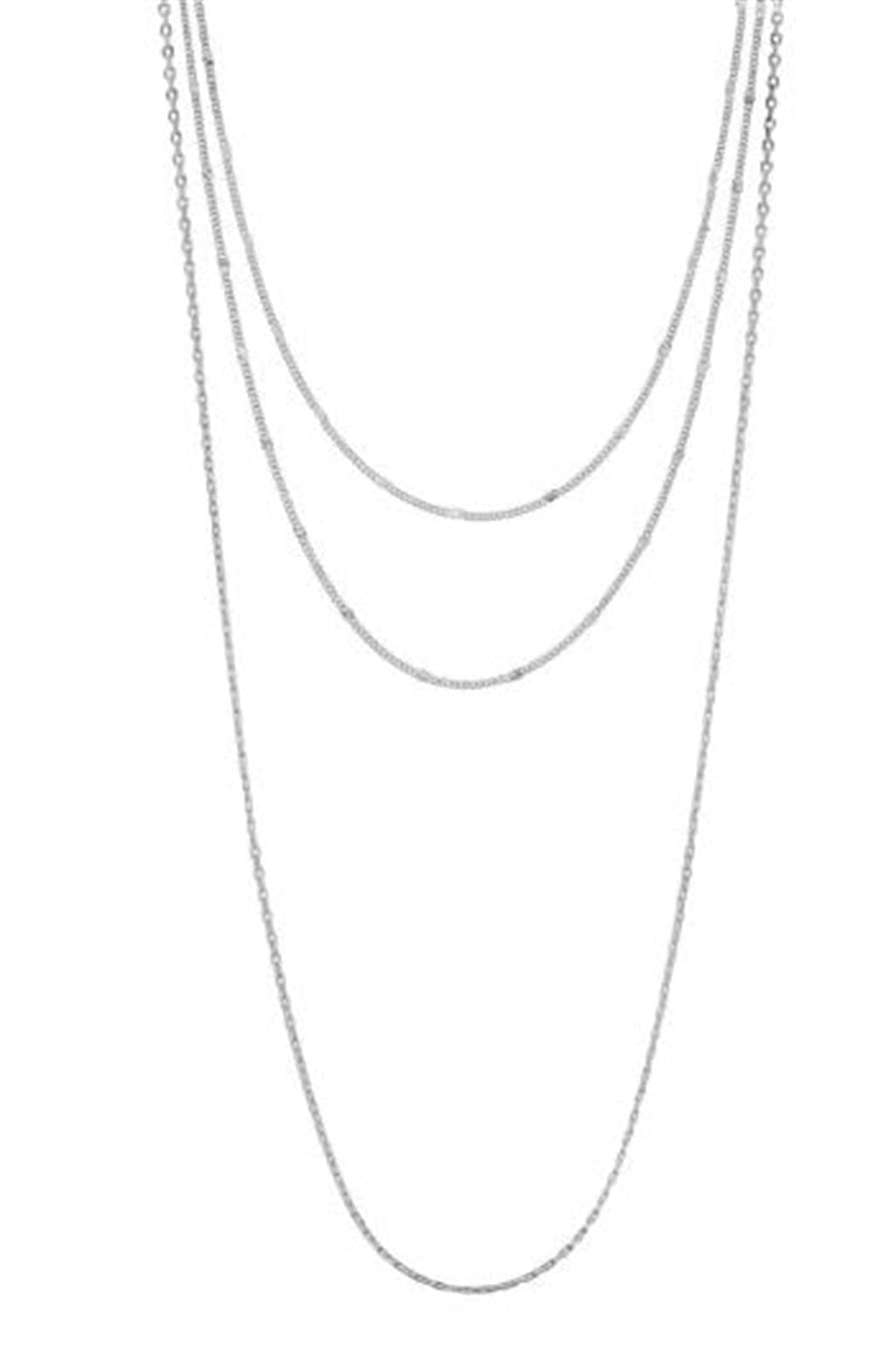 Silver Katmanlı Çoklu Choker ve Uzun Zincir Kolye Kombini