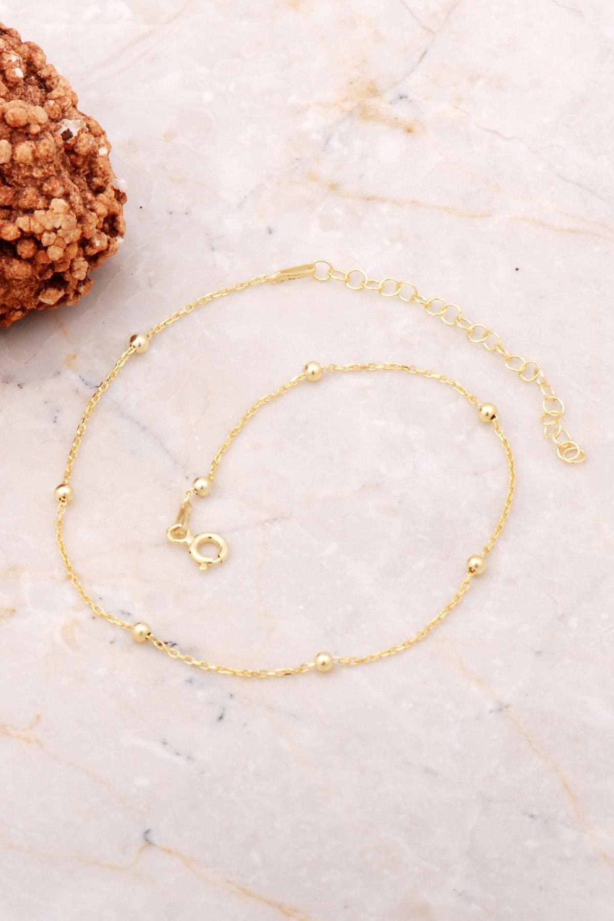Gold Topçuk Detaylı Zincir Halhal