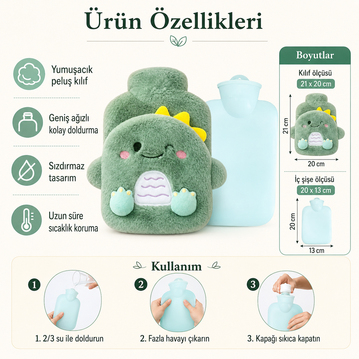 Küçük Dinazor Sıcak Su Torbası