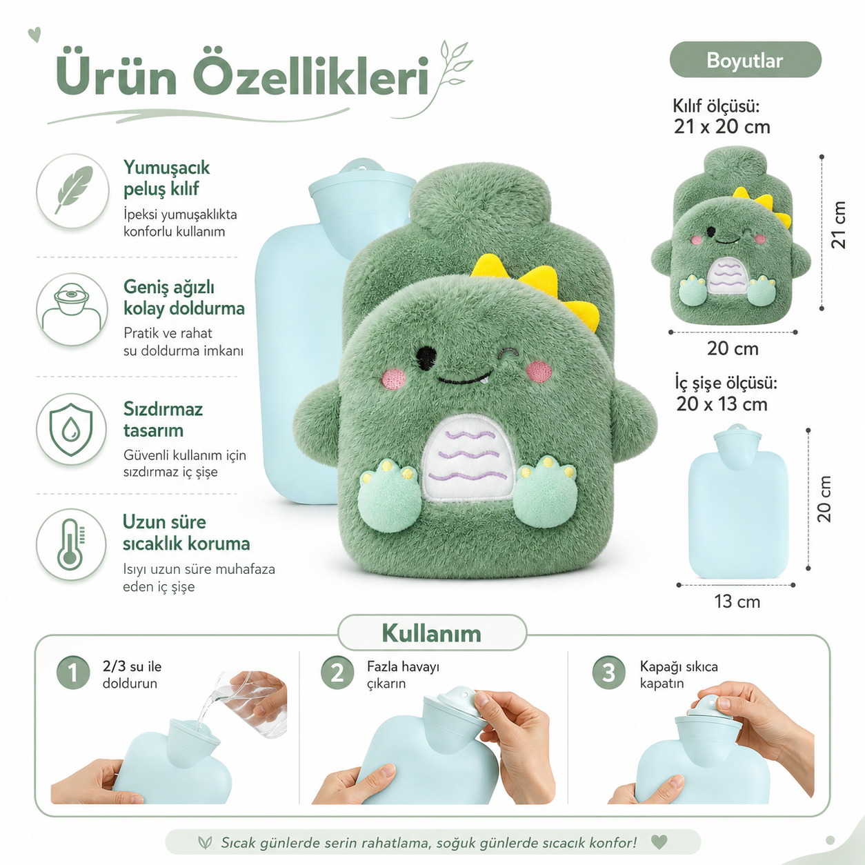 Küçük Dinazor Sıcak Su Torbası