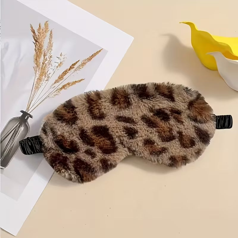 Leopar Desenli Pelüş Uyku Bandı