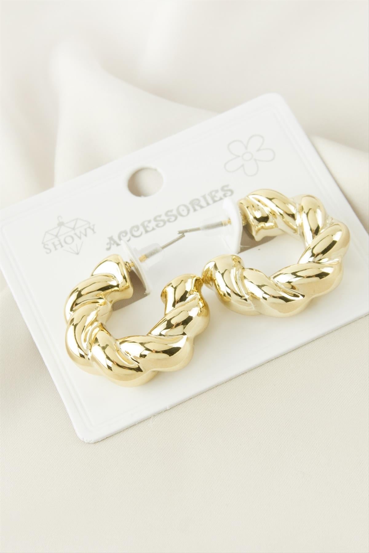 Burgulu Trend Halka Küpe - Gold