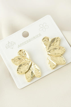 Yaprak Yelpaze Metal Küpe - Gold