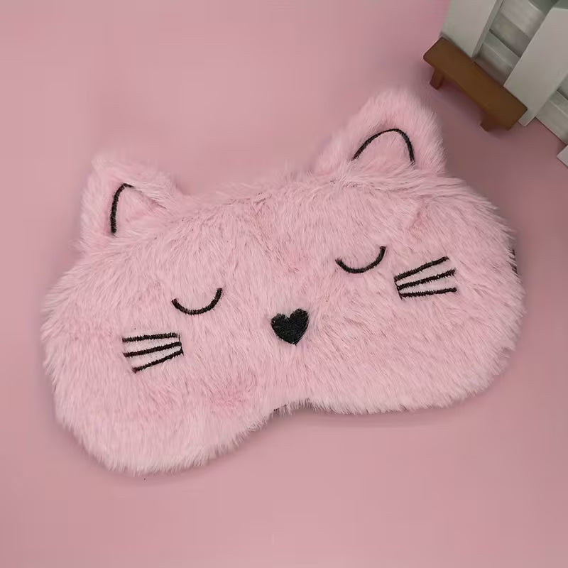 Sevimli Pembe Kedi Pelüş Uyku Bandı