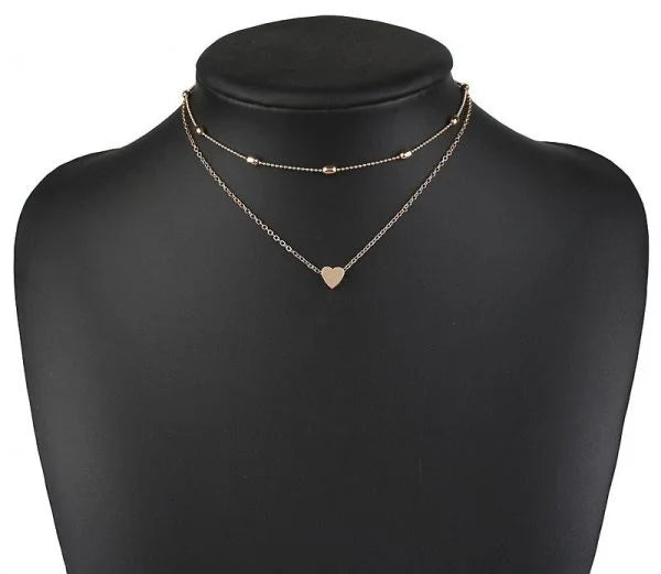 Gold 2'li Kalp Figürlü Kolye