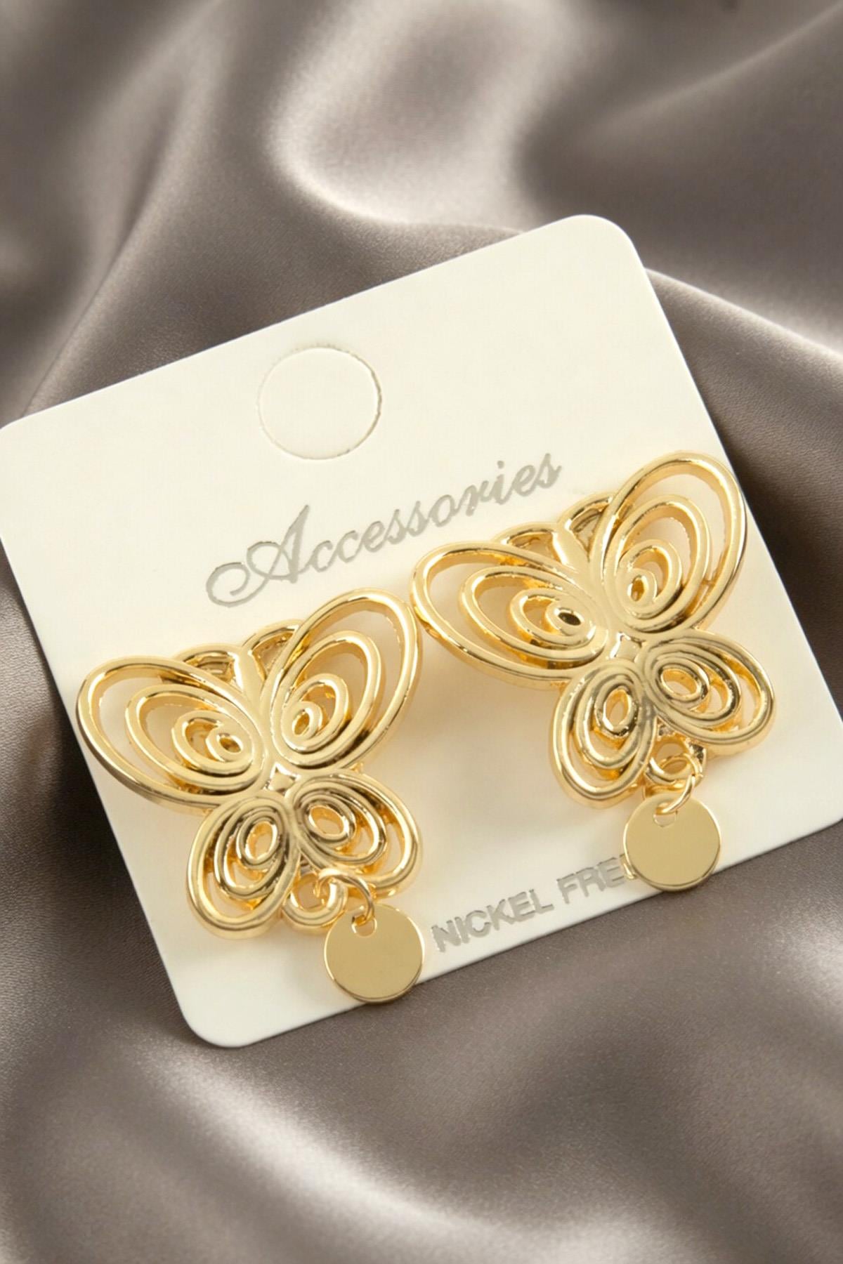 Füsun Gold Renk Metal Küpe