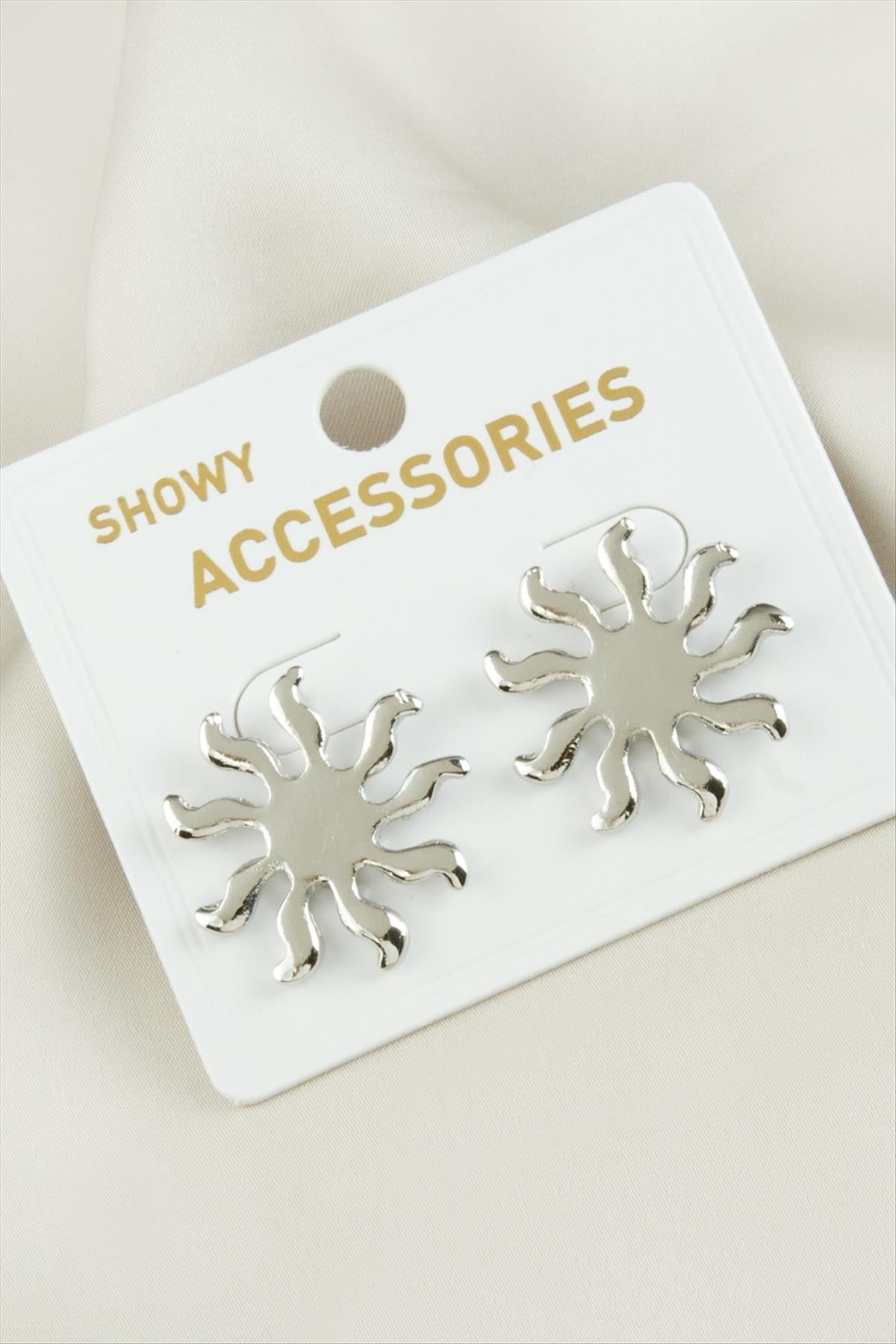 Helioss Işıltılı Metal Küpe - Silver