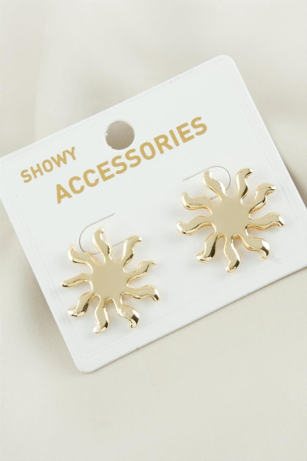 Helioss Işıltılı Metal Küpe - Gold