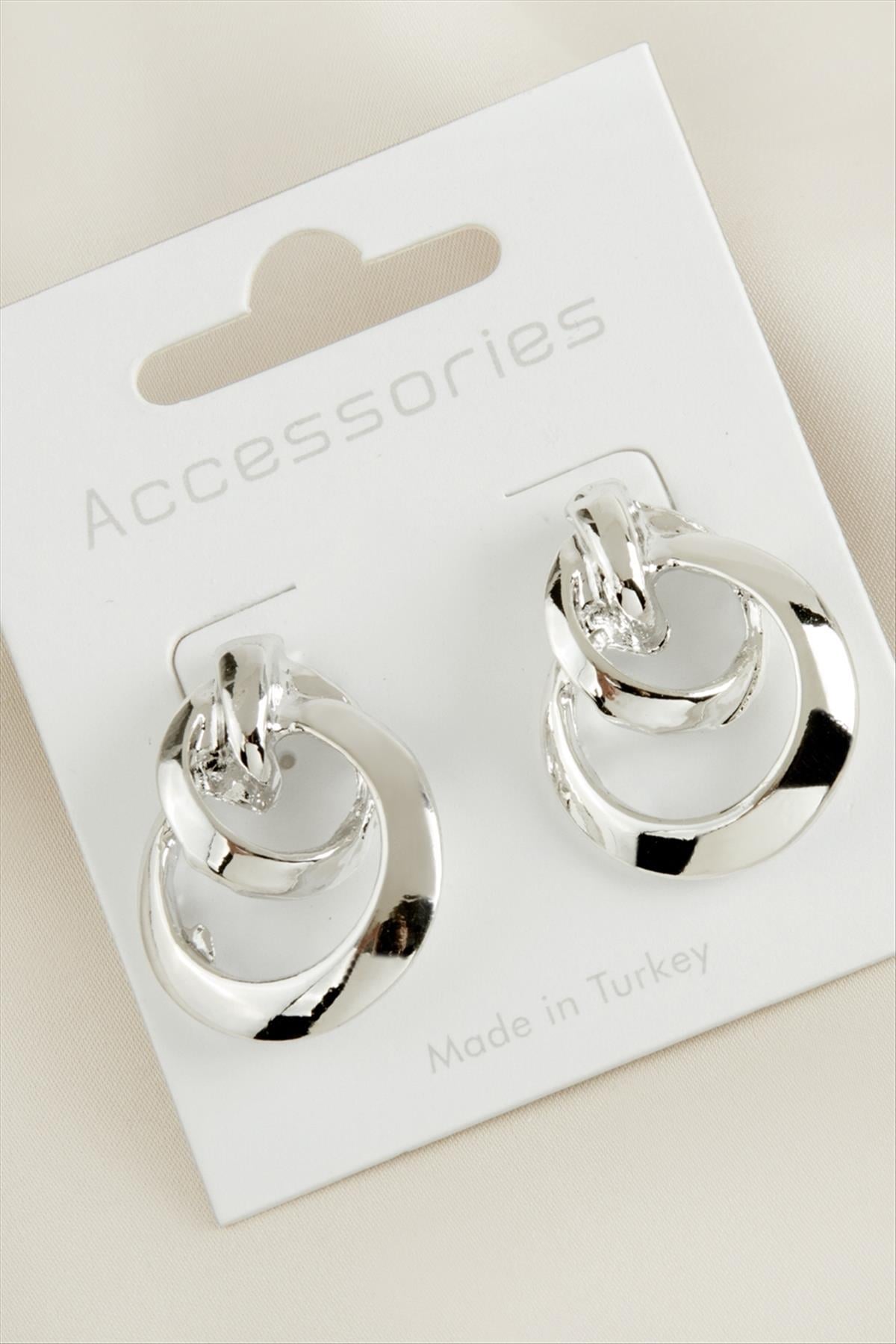 Halka Örgülü Yeni Sezon Metal Küpe - Gümüş