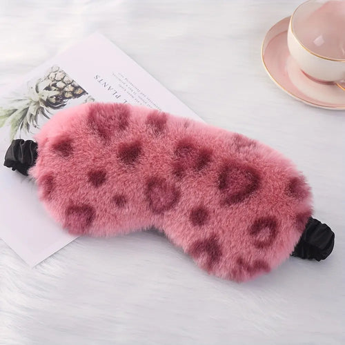 Pembe Leopar Desenli Peluş Göz Bandı
