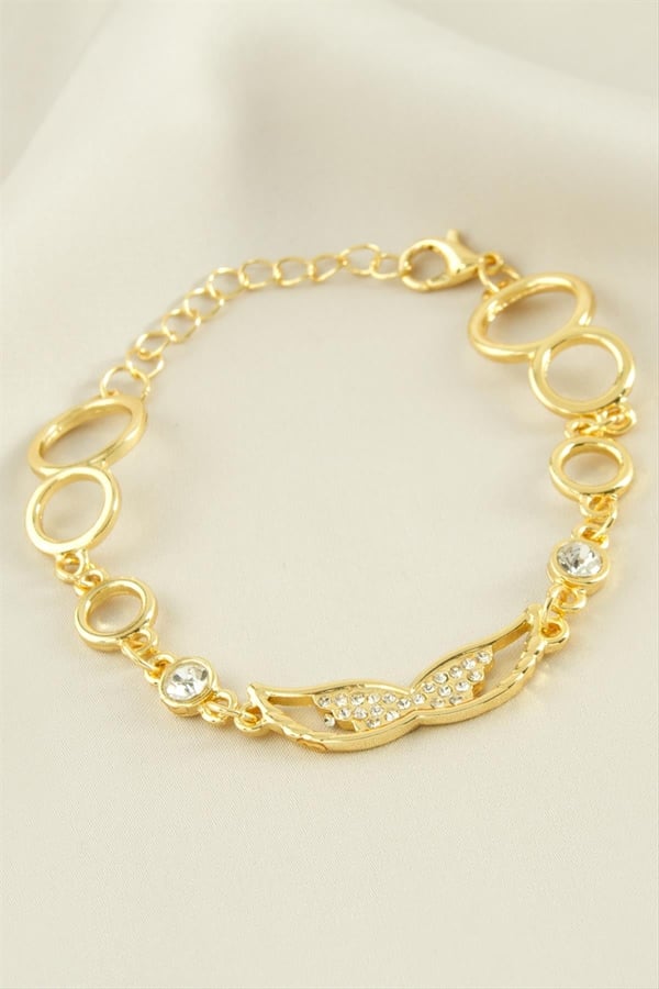 Premium Gold Renk Kanat Taşlı Bileklik