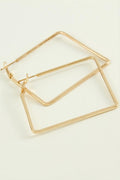 Sarı Gold Renk Kare Profil Kalın Halka Küpe (4 cm)