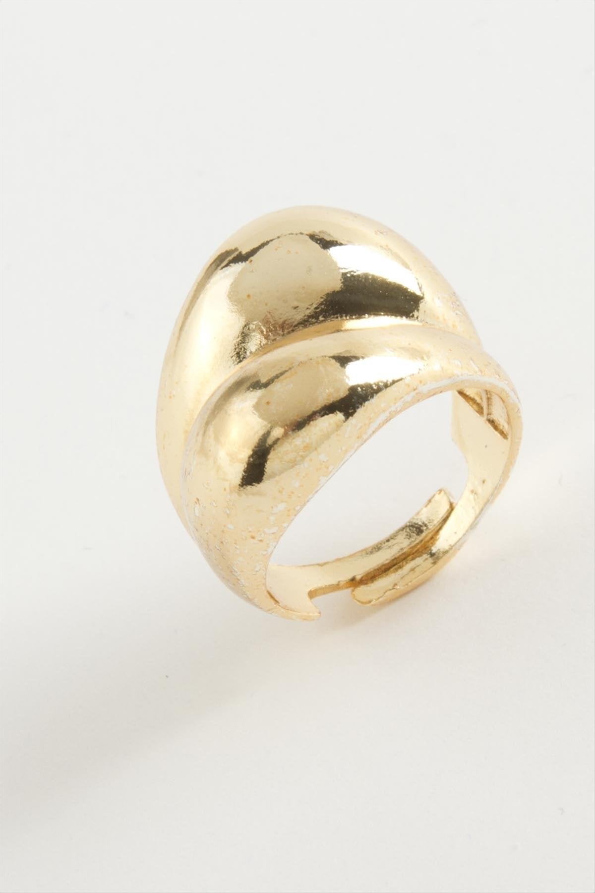 Oval Metal Yüzük Gold