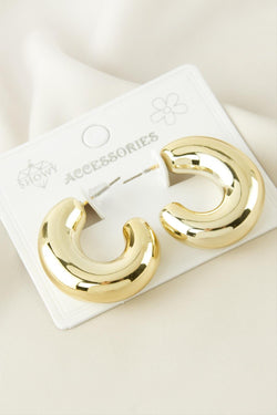 Oval Halka Küpe - Gold