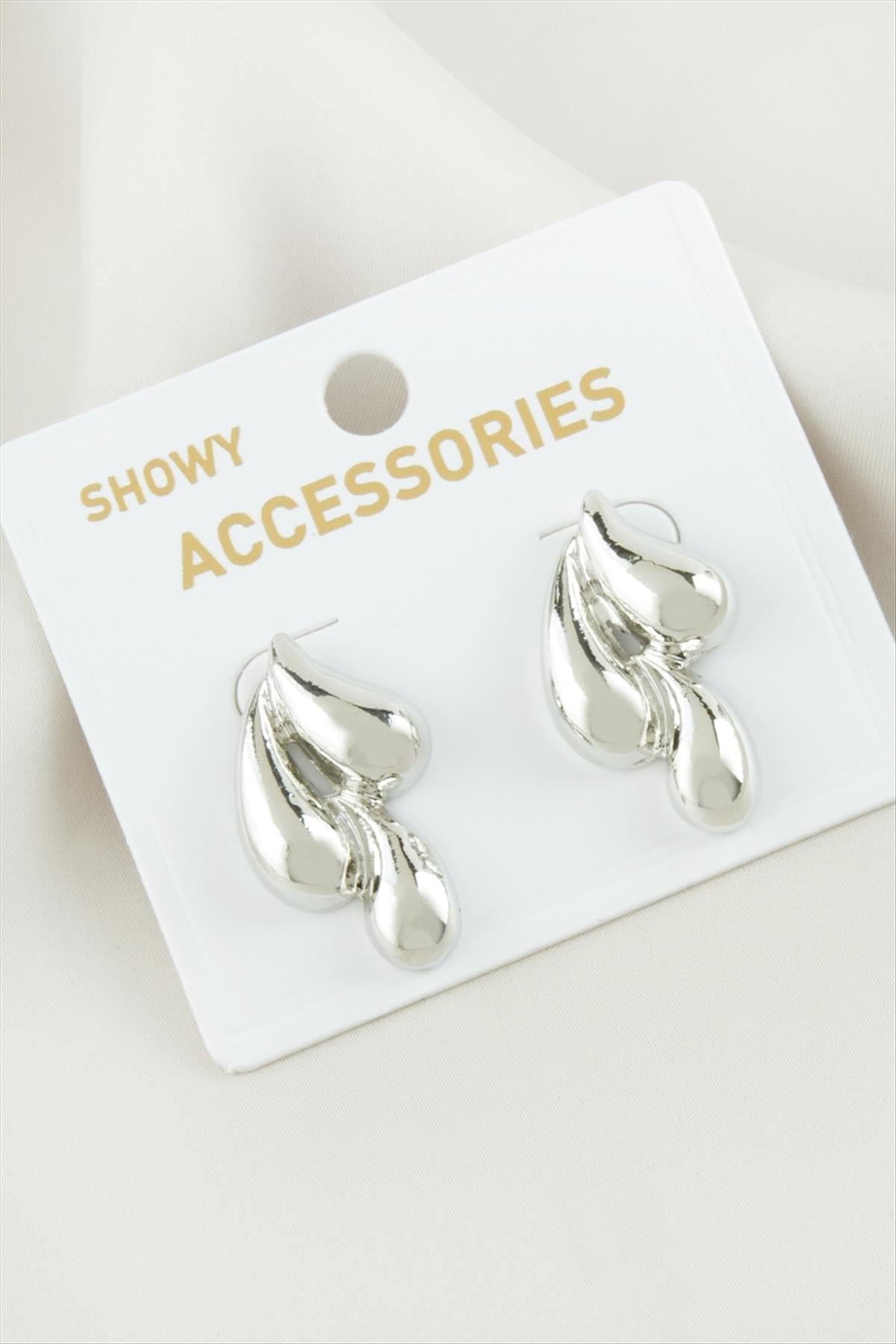 Su Damlası Metal Küpe - Silver
