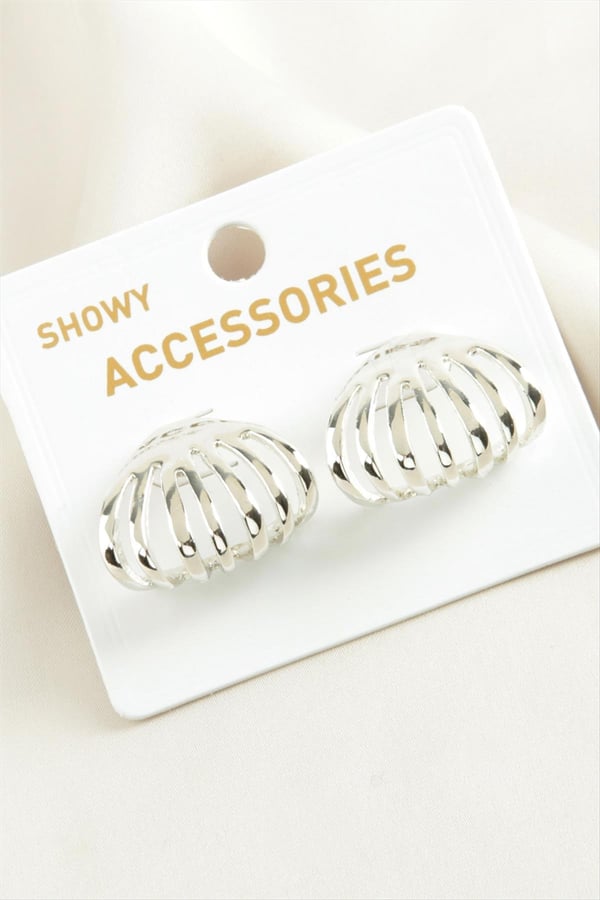 Yelpaze Trend Metal Küpe Silver